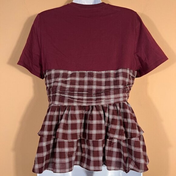 CINQ A SEPT Merlot/White Vica Top NWT - Picture 4 of 11